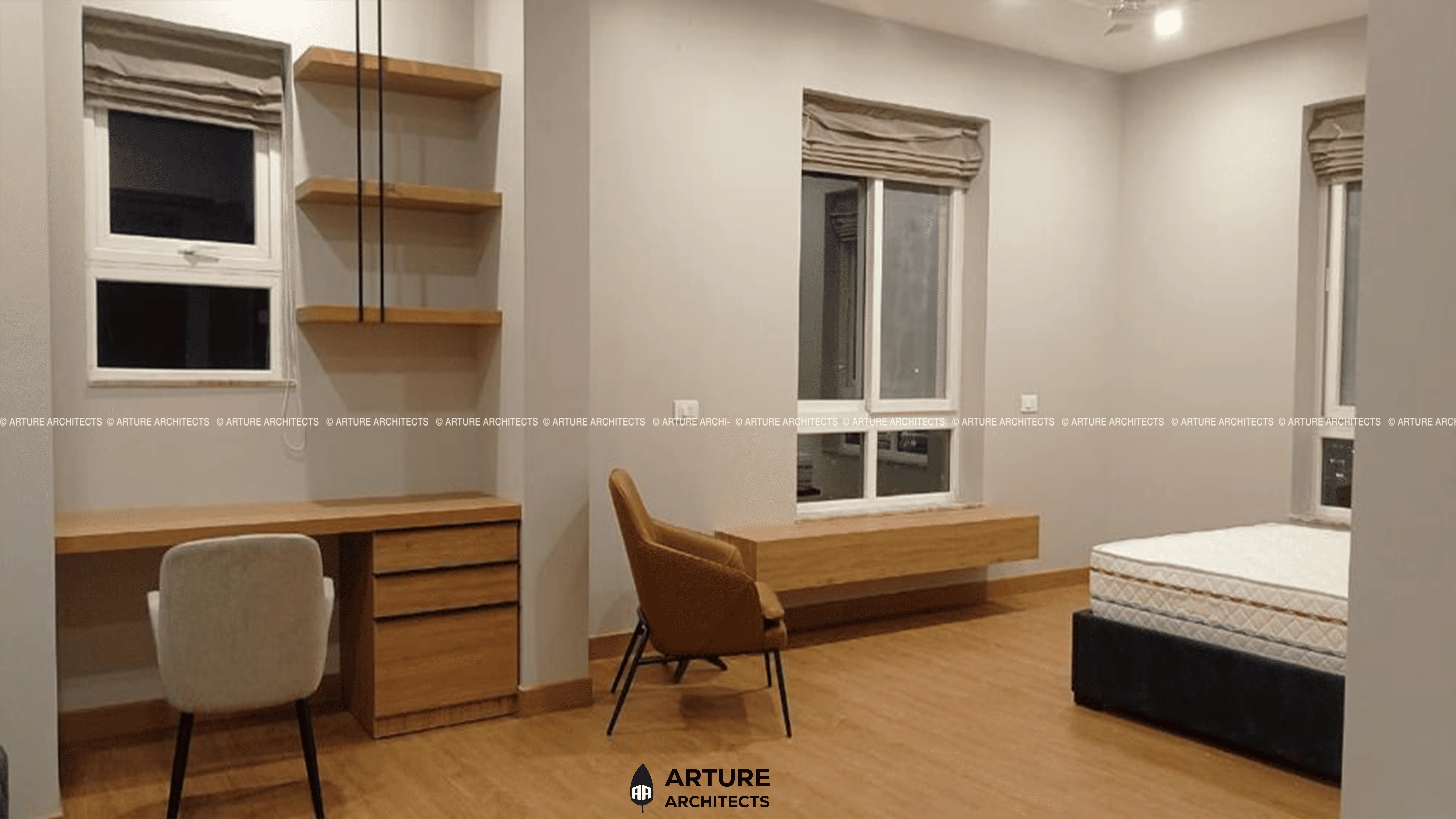 Marble and Wood Contrast